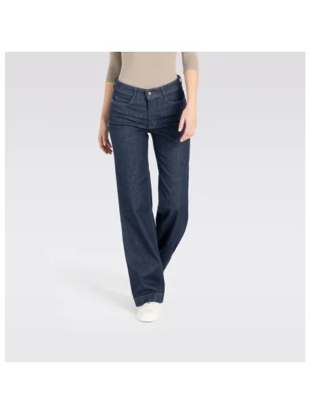 Jeansy z 5 o kroju wide fit Mac niebieskie