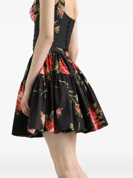 Fusta mini Dolce & Gabbana cu model floral negru