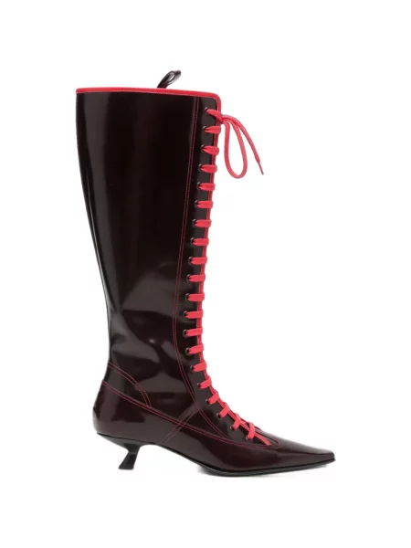 Botine Marni cu șireturi din dantelă maro
