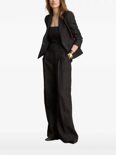 Top Lauren Ralph Lauren de in cu dungi fără bretele negru