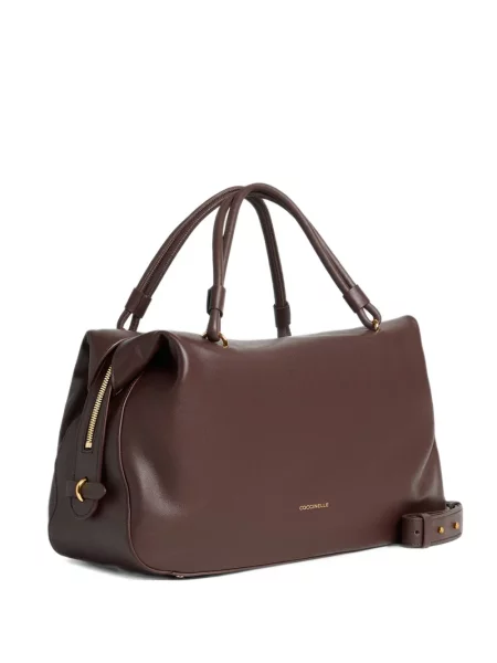 Geantă shopper Coccinelle din piele cu imagine maro