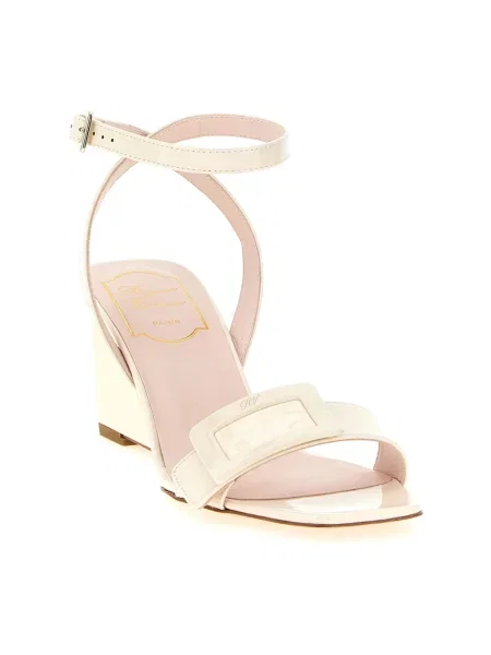 Sandały Roger Vivier skórzane na koturnie białe