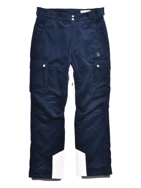 Pantaloni cargo Brunello Cucinelli de catifea cord albastru