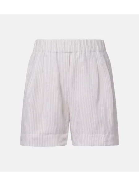 Lniane bermudy Brunello Cucinelli w paski beżowe