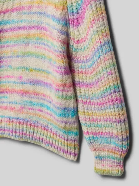 Sweter z dzianiny o kroju regular fit z melanżowymi paskami model ‘CARMA-LIA’ Only