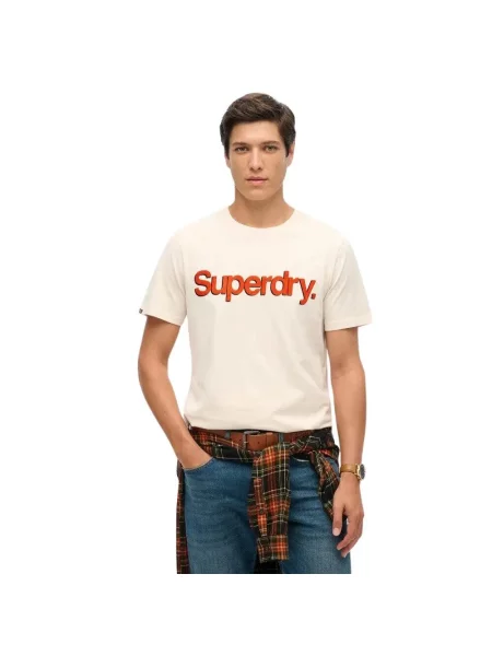 Klasyczny T-shirt Superdry Core Logo Shadow beżowa