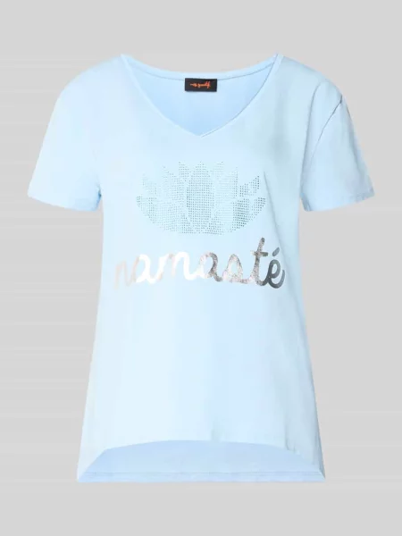 T-shirt z obszyciem ozdobnymi kamieniami model Namaste' Miss Goodlife