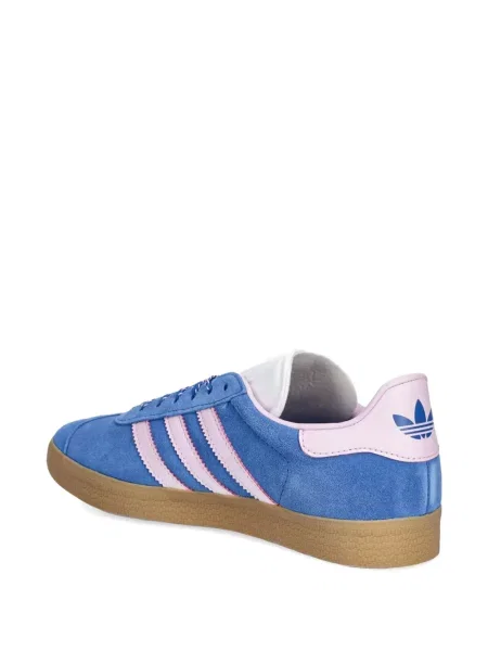 Pruhované klasické zvonové kalhoty Adidas hnědé