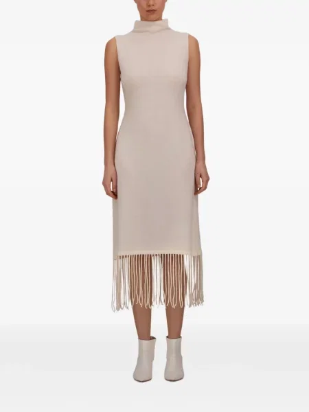 Rochie midi Herno cu franjuri alb