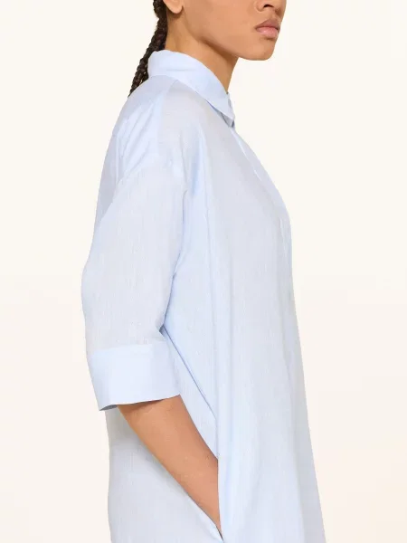 Émanou Lniana Sukienka Koszulowa Z Rękawami blau