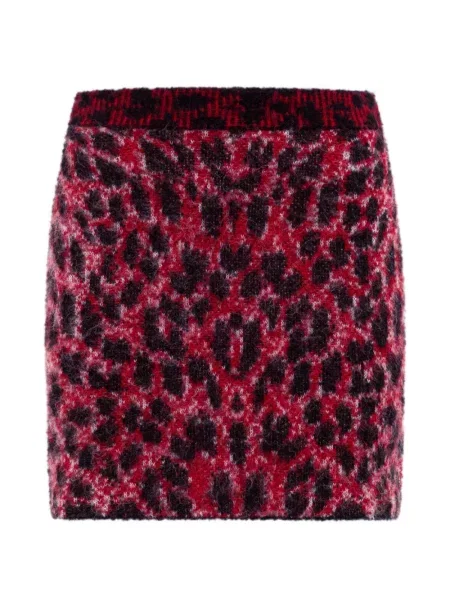 Fusta mini Laneus tricotate cu imagine cu model leopard roșu