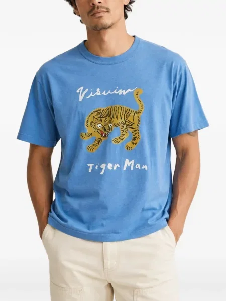 Tricou Visvim cu imagine cu dungi de tigru albastru