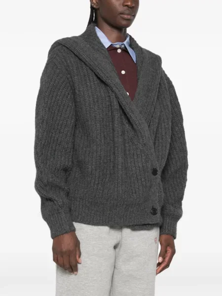 Cardigan System tricotate cu glugă gri