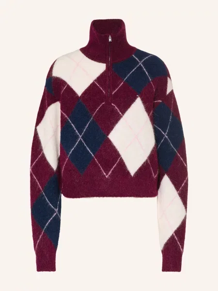 Tommy Jeans Svetr marine modrá / vínově červená / offwhite bílý