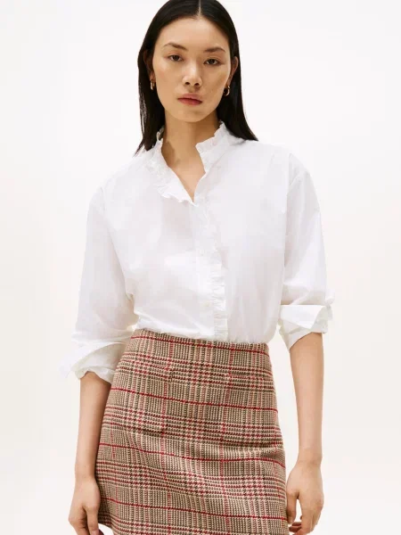 Tommy Hilfiger koszula beżowy relaxed ze stójką biała
