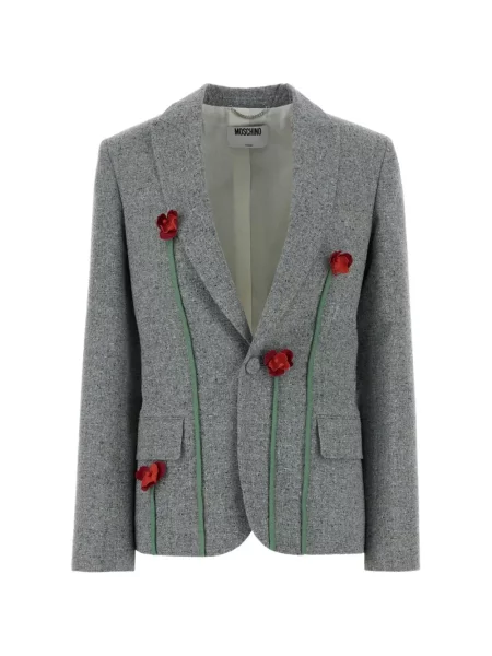 Sacou Moschino cu model floral cu aplicații gri