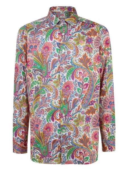 Cămașă Etro cu imagine cu model paisley lungă alb