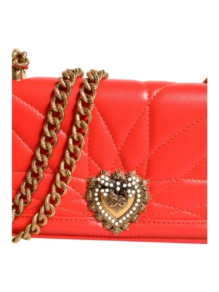 Torebka crossbody Dolce And Gabbana skórzana pikowana czerwona