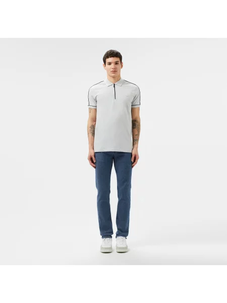 Lacoste Koszulka Polo Half Zip Slim Fit szara