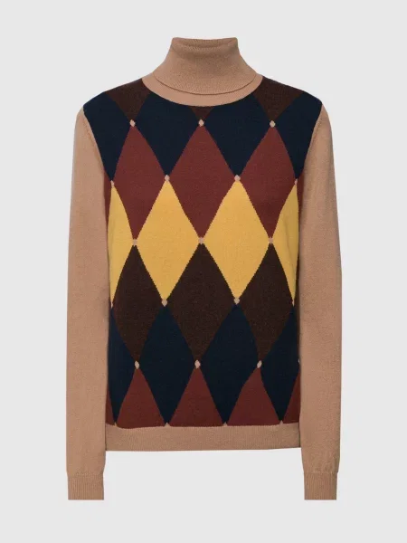 Гольф з кашеміру з геометричним візерунком Ballantyne коричневий