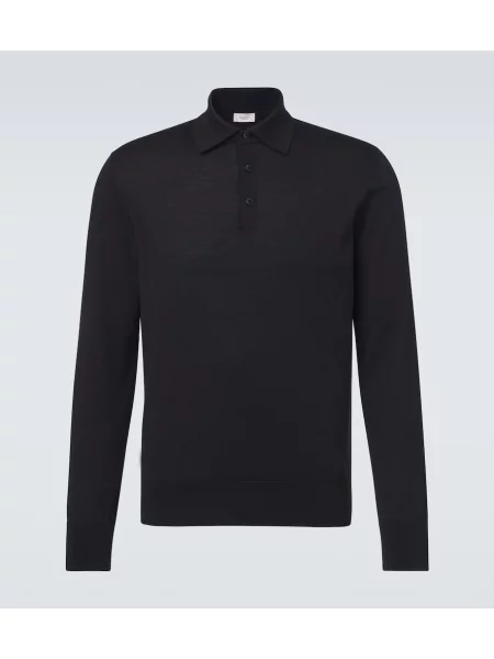 Tricou polo Agnona de lână negru