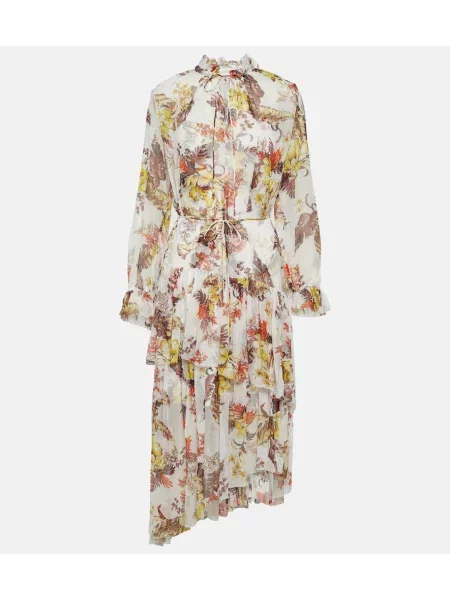 Warstwowa sukienka midi Zimmermann w kwiatki do kolan