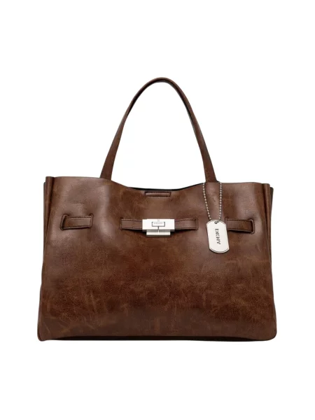 DKNY torebka shopper z imitacji skóry BRYAR brązowa