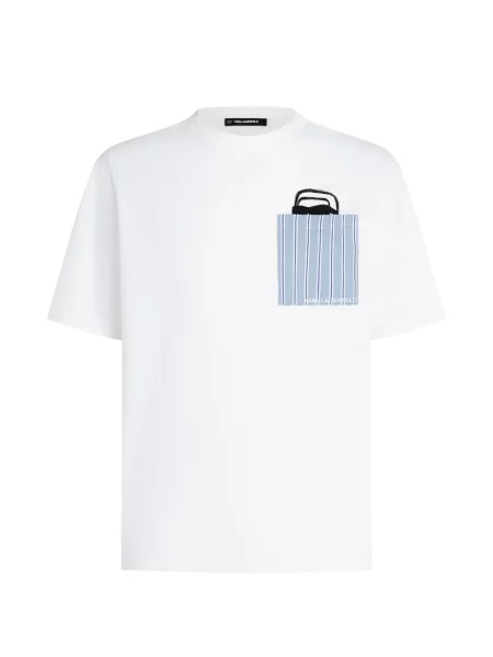 Tricou Karl Lagerfeld cu dungi alb