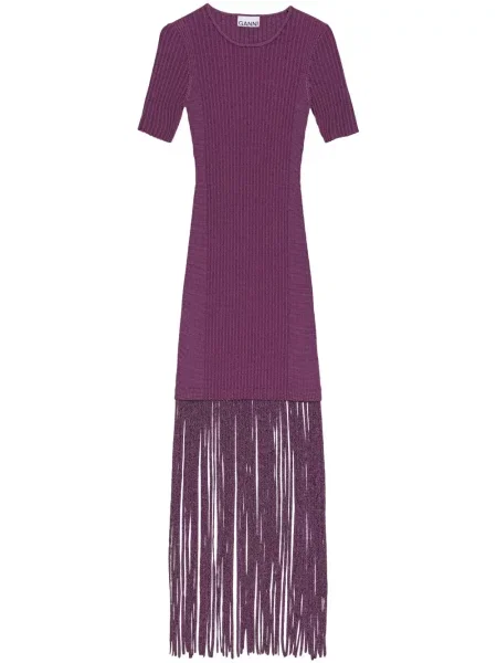 Rochie Ganni cu franjuri tricotate de costum violet