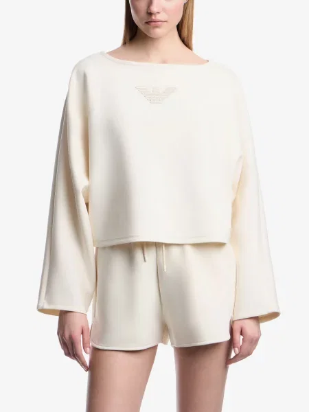 Світшот Emporio Armani молочний бавовна/поліестер/еластан