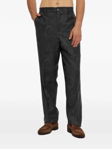 Pantaloni Etro cu imagine cu model paisley gri