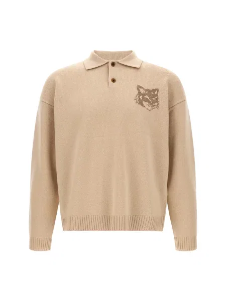 Koszulka Maison Kitsune wełniana beżowa