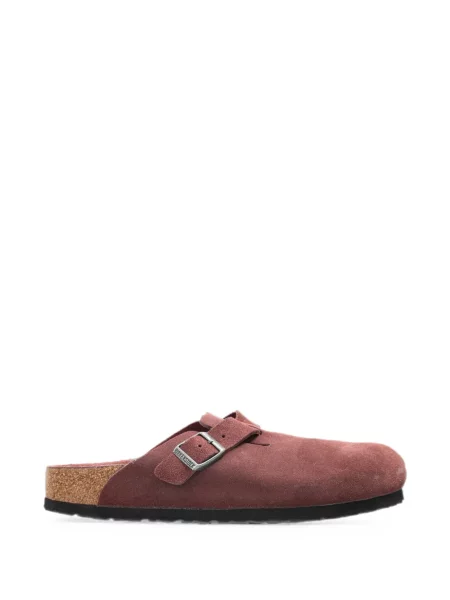 Sandale Birkenstock din piele de căprioară roșu