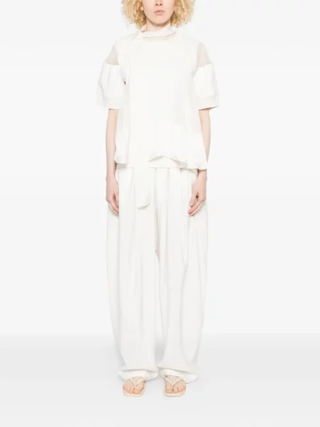 Bluzka z wiązanym dekoltem Sacai z kokardką