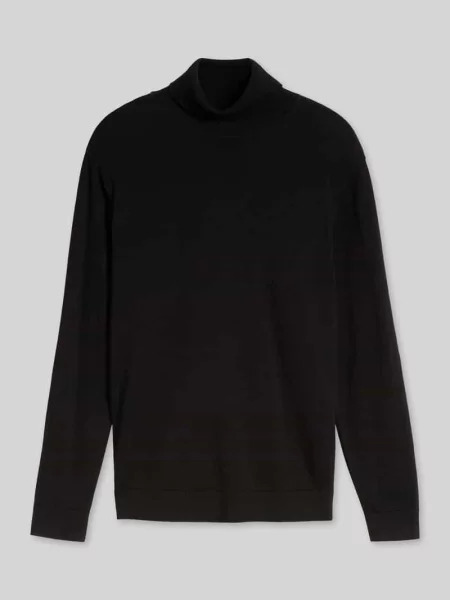 Sweter z golfem z drobno tkaną strukturą Tom Tailor czarny