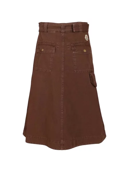 Fustă midi Moncler până la genunchi maro