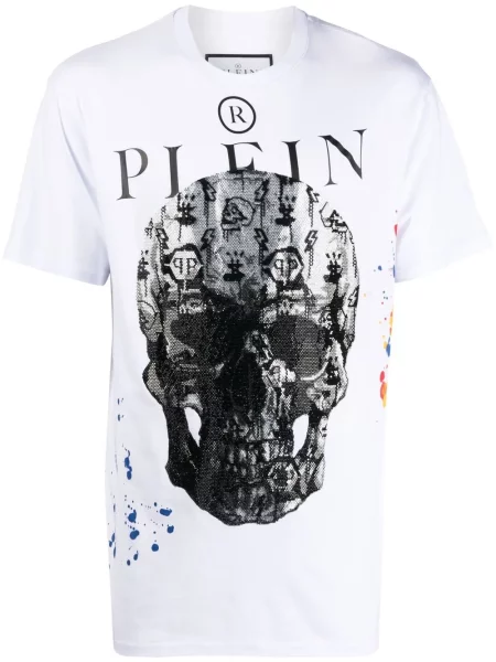 Tricou Philipp Plein cu imagine scurt alb