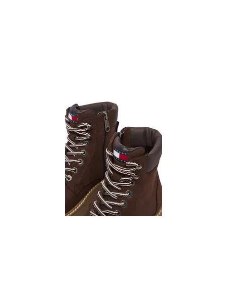 Outdoorová obuv Tommy Jeans Tjw Platform Nubuck Boots hnedá