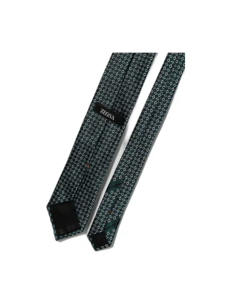 Krawat Zegna w geometryczne wzory żakardowy zielony