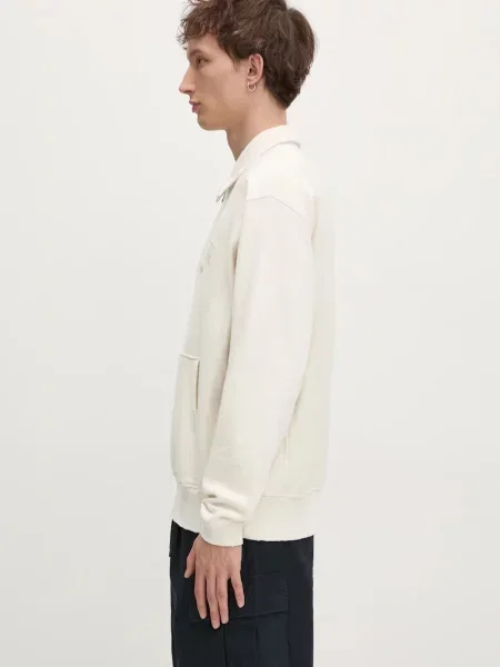 Μπλούζα thisisneverthat Damaged Half Zip Polo Sweatshirt μπεζ