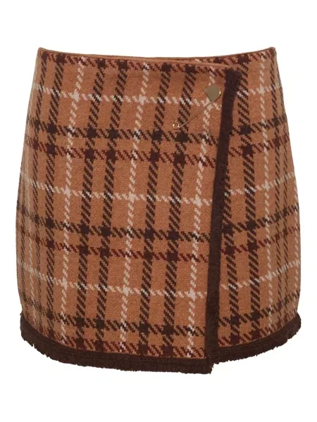Mała mały spódnica mini Cara Cara w kratkę brązowa