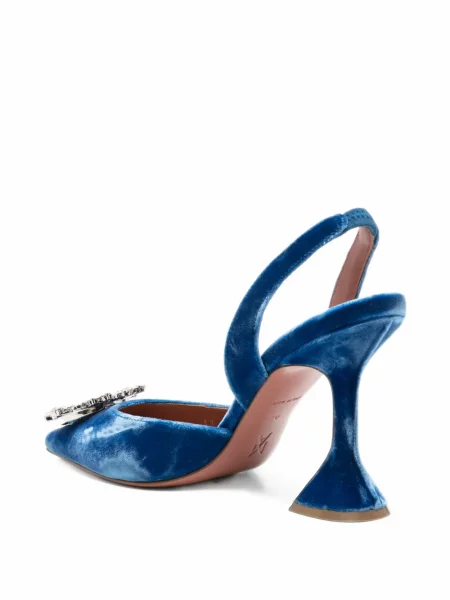 Pantofi cu toc Amina Muaddi de catifea albastru