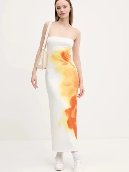 Desigual sukienka AMBERES maxi dopasowana biały