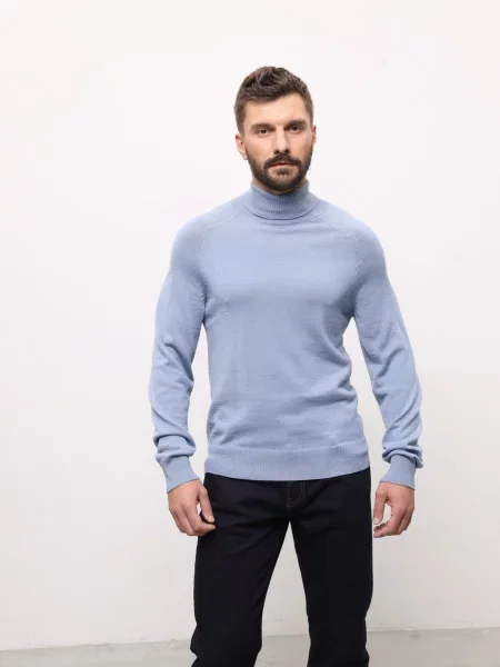 Шерстяная водолазка водолазка Andreas Moskin голубая