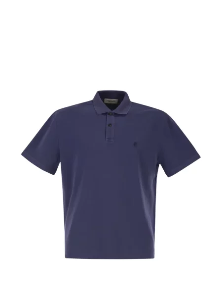 Tricou polo Premiata cu broderie albastru