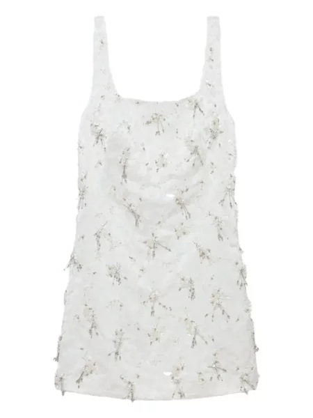 Mała sukienka mini Simkhai z koralikami garniturowa biała