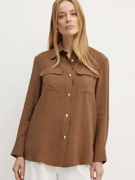 MAX&Co. camasa femei cu guler clasic regular maro