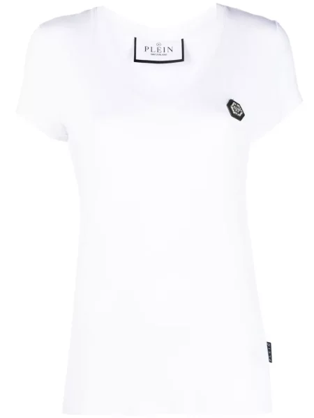 Tricou Philipp Plein cu decolteu în V alb