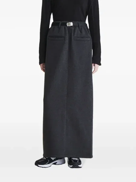 Cu centură pantaloni Studio Tomboy din material terry gri