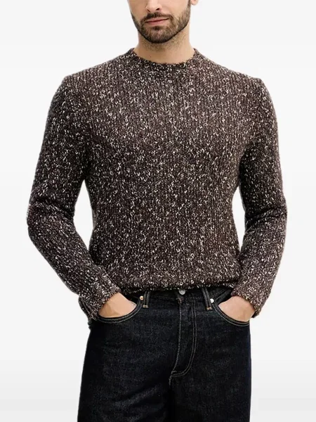 Pulover Benetton cu decolteu rotund maro